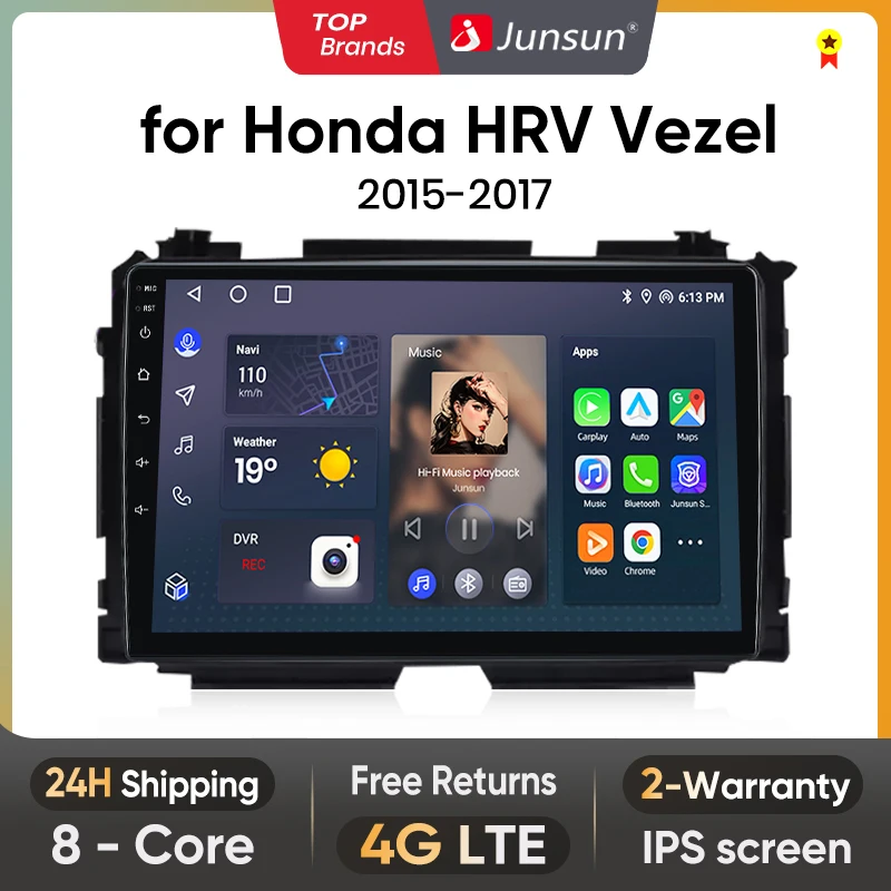 

Junsun V1 AI Voice Wireless CarPlay Android Auto Radio for Honda Vezel HR-V 2015-2017 4G Car Multimedia GPS 2din autoradio