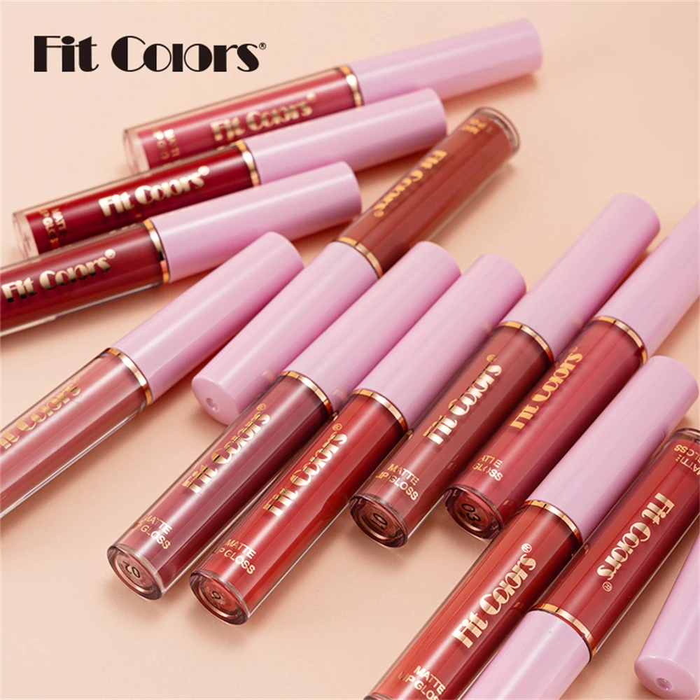 Fit Colors 12 Colors Matte Lipstick Velvet Liquid Lip Gloss Non-marking Long Lasting Sexy Red Pink Lip Makeup Beauty Cosmetics