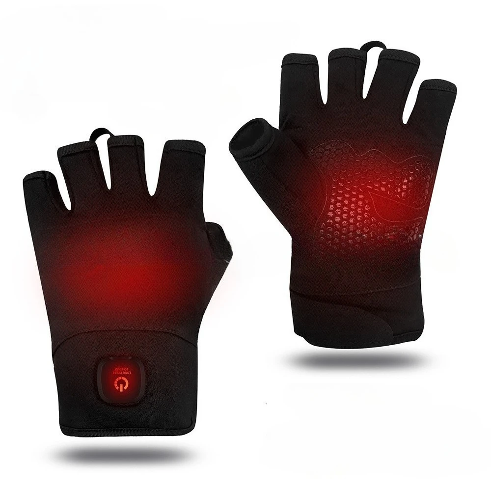 USB half-finger electric heating gloves, warm adjustable temperature and cold-proof gloves