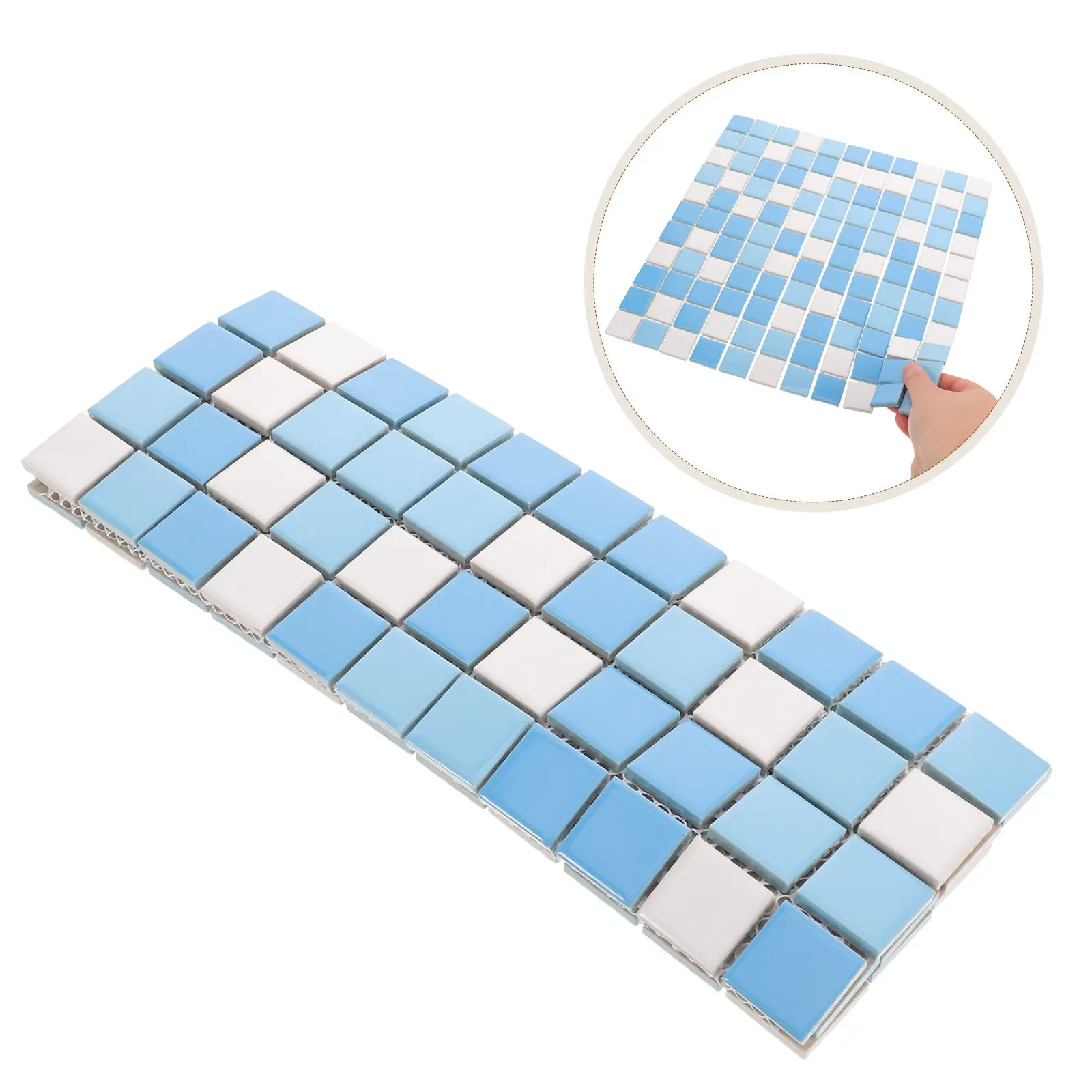 

Ceramic Pool Tile Repair Kit 12x12 Inch Glossy Mosaic Sky Blue Non Slip Square Pieces for Swimming Pool Tile Repair Kitchen