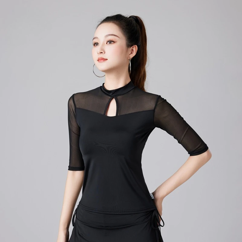 

Latin Dance Shirt Women's New Summer Adult Dance Practice Medium Sleeve Modern Dance Top