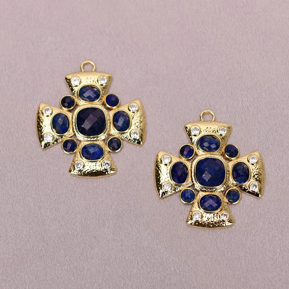 

APDGG N150 2 Pcs Natural Blue Lapis Lazuli Pendant Jewelry Making DIY