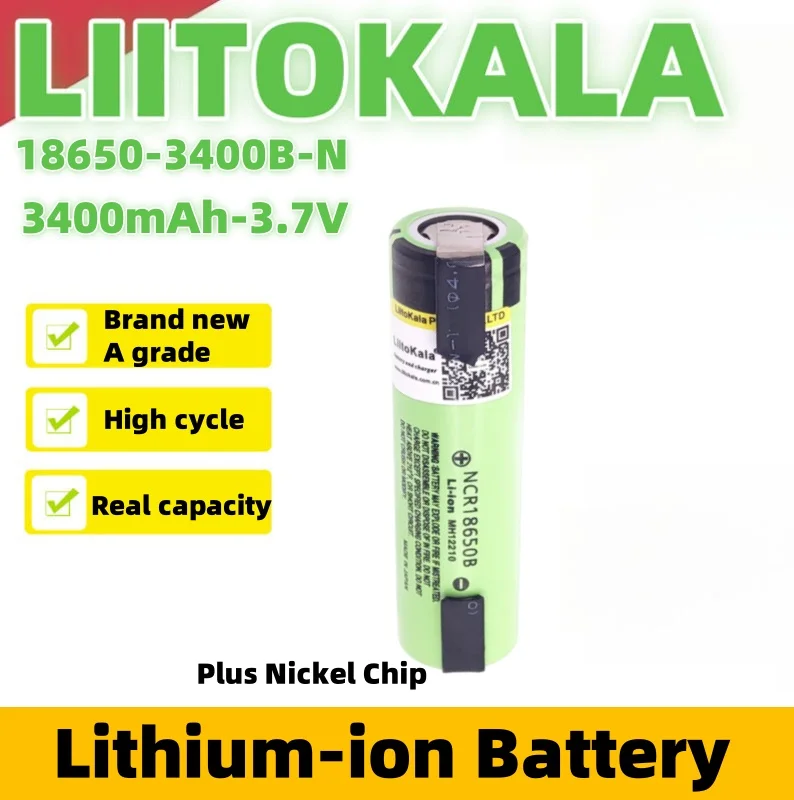 

LiitoKala New Original NCR18650B 3.7V Rechargeabl Lithium Batter 3400mAh Strong Light FlashlighToys Power Tools+DIY Nickel Chip