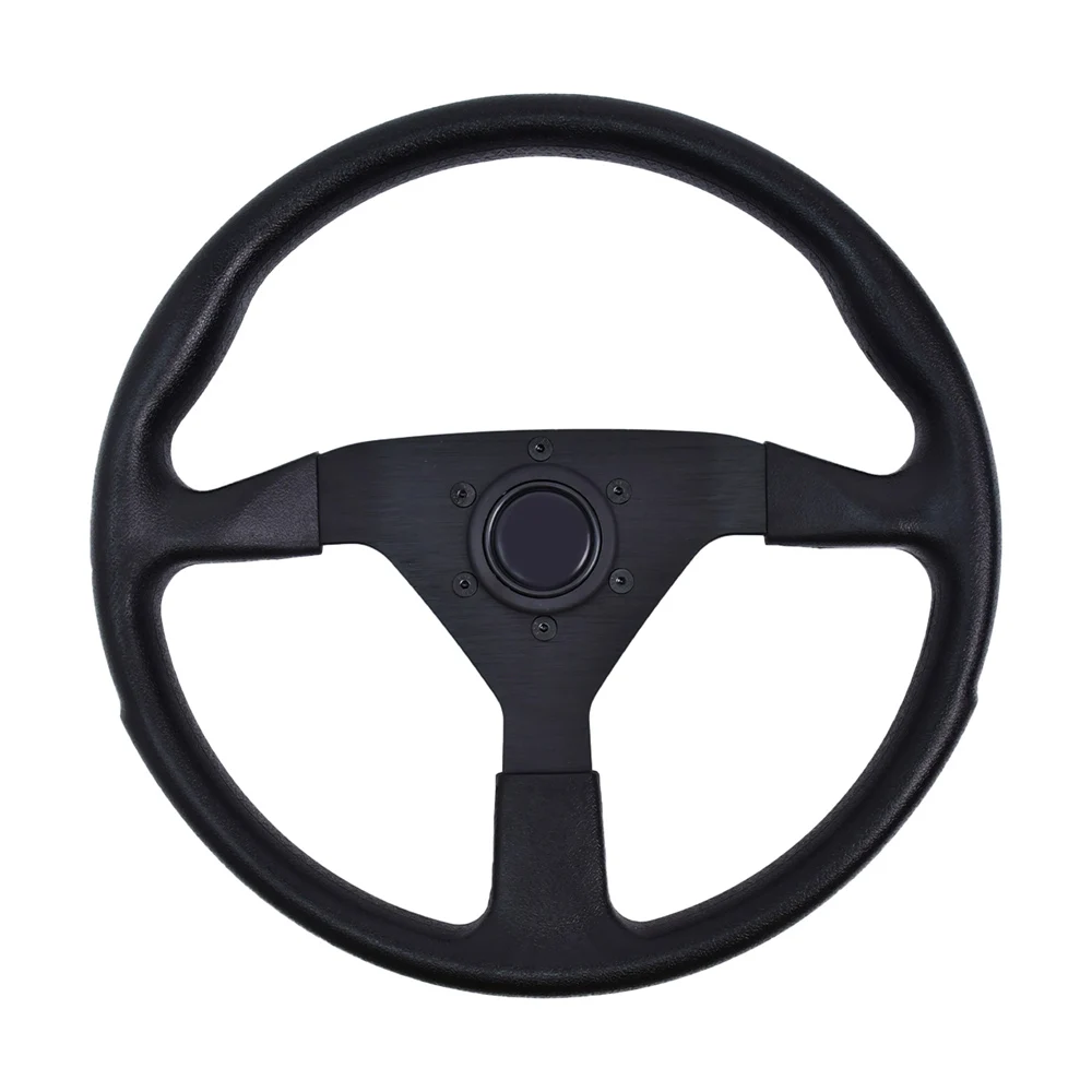 

350mm 14Inches Falt Racing Steering Wheels Black Spoke Leather 6 Holes Modified Steering Wheel for Simulation Game
