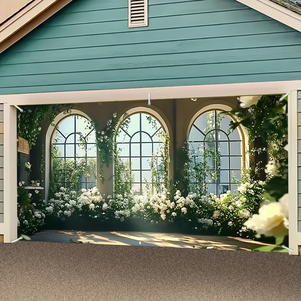 

1PC, floral vine garage door banner, versatile holiday decoration, perfect for gatherings and photo booths