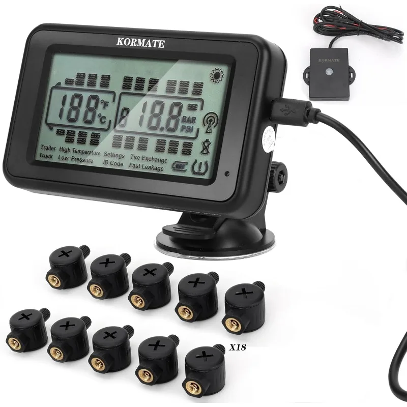 

TPMS,tire Pressure Monitoring Systems tpms,7 Alert Modes,Wireless Solar Power (Flow Thru Sensor, 18 Sensors)