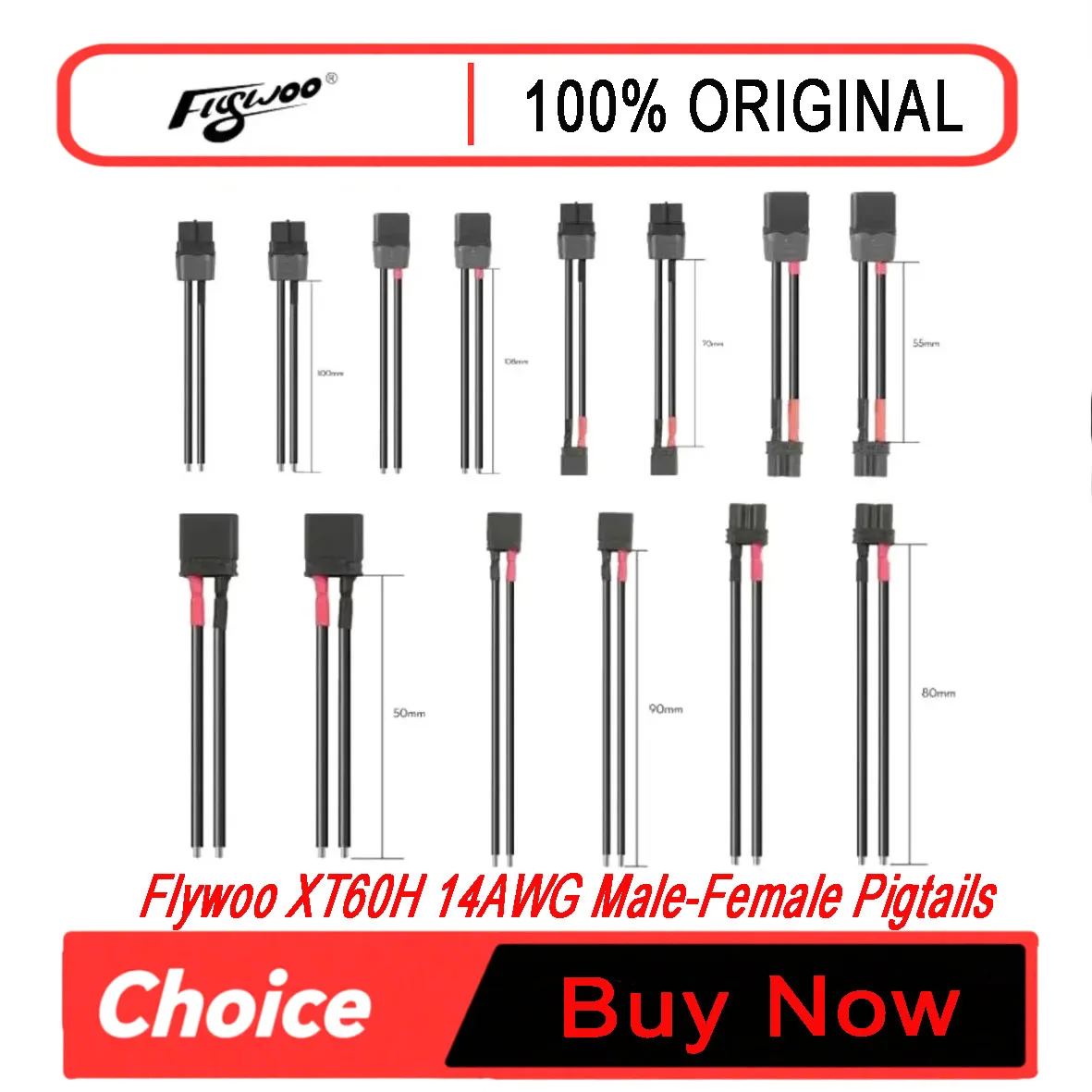 Flywoo XT60H to XT30U Adapter & Pigtail Cable Set 14/18/20AWG Male Female Connector for FPV Drone Battery Charger DIY