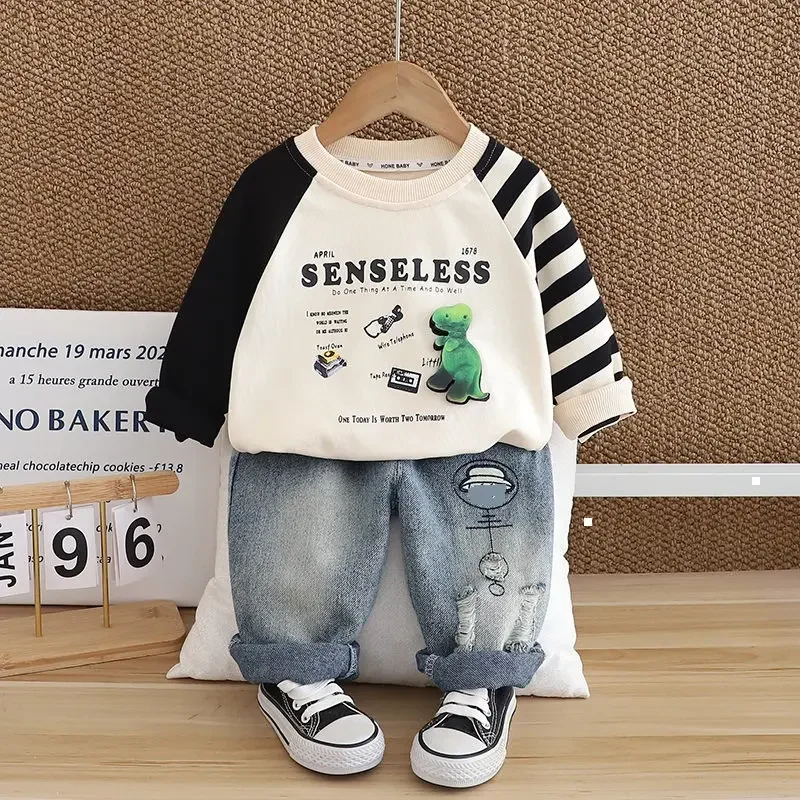 

Spring Autumn Children Boys Clothing Cartoon Dinosaur Long Sleeve Kids Clothes Tracksuit Kids T-Shirt Pants 2Pcs/Set 0-5 Years