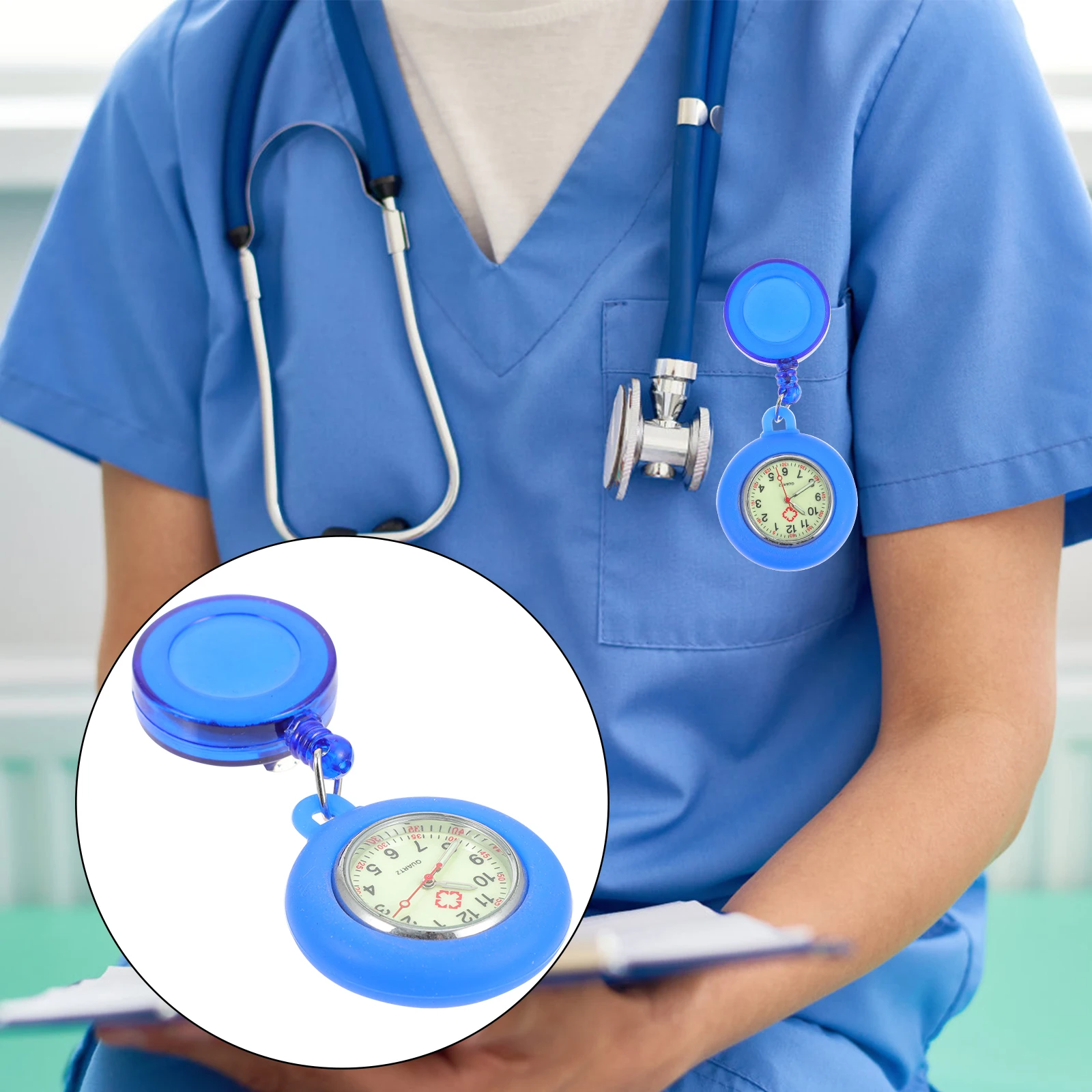 

Nurse Pocket Watch Quartz Portable Retractable Comfortable Durable Safe Simple Fashion Nurses Watches Students Stethoscopes