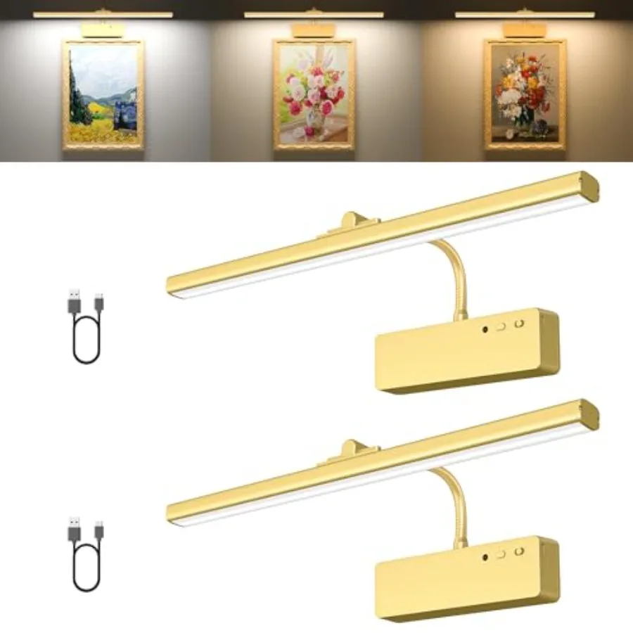 

Светильник для картин 15,35 дюйма, настенный, на аккумуляторе, для подсветки картин, 3 цвета, художественное освещение для картин