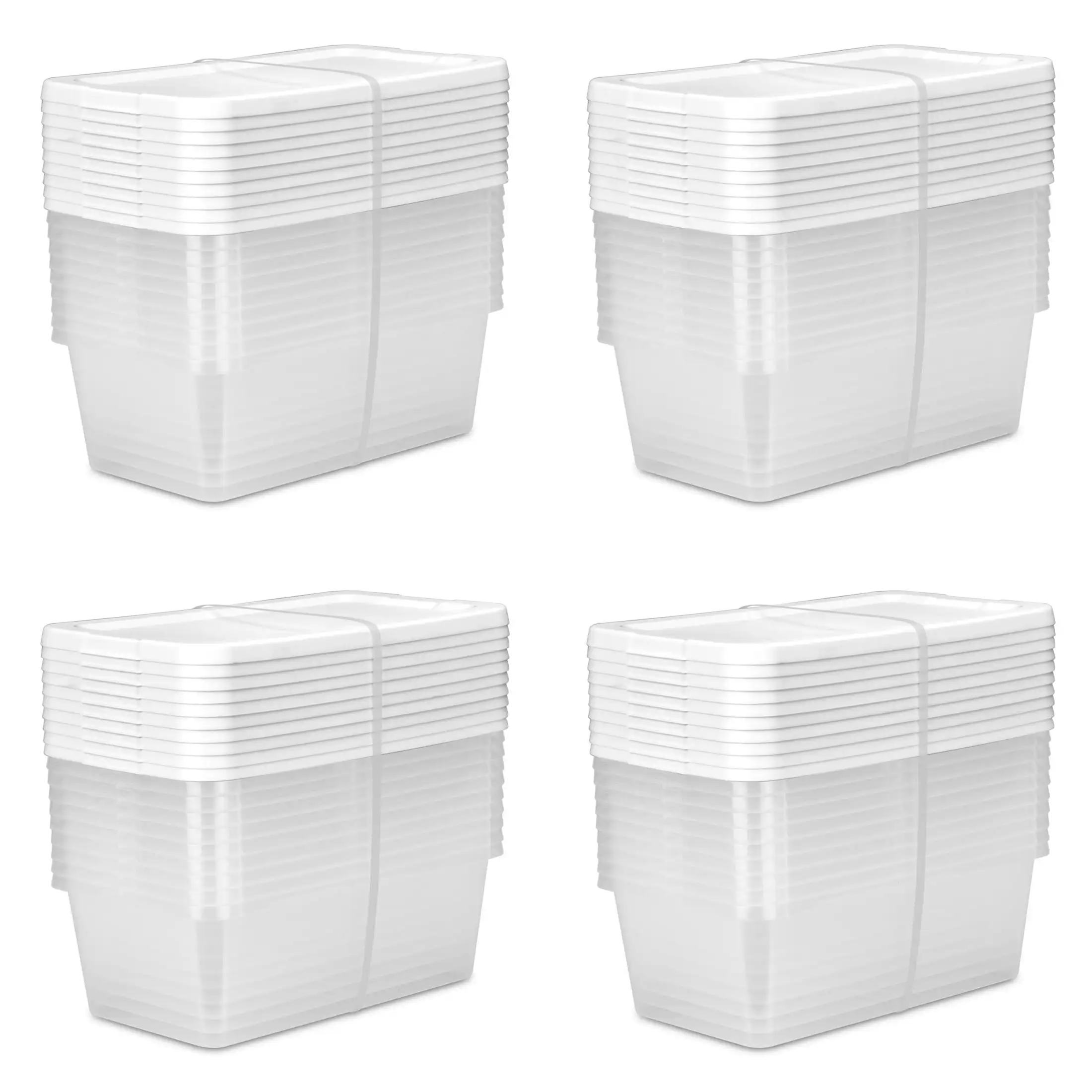 

(10) 6 Quart Storage Boxes, Clear Plastic Storage Bin with Snap-on Lid, White, 4 Count