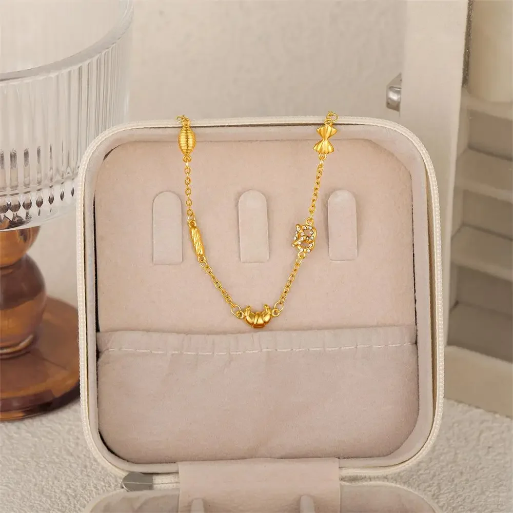 Bracelets en acier inoxydable pour femmes, zircone cubique en forme de cœur, couleur or, chaîne à maillons avec nœud papillon, bijoux de déclaration, cadeaux de fête