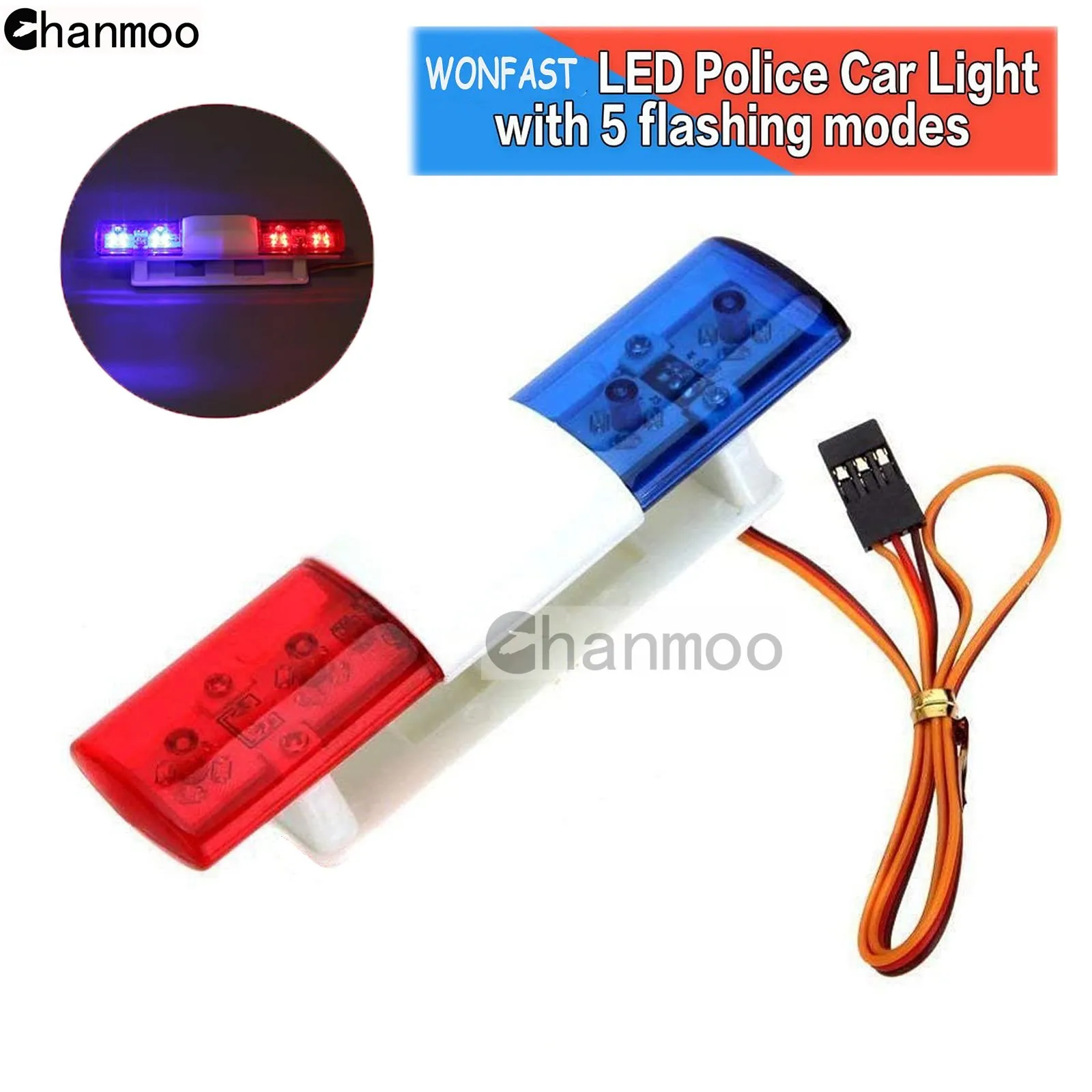 1/8 1/10 Police Flash LED Light Alarming Lights Accessories for 1:8 1:10 RC Car Axial HSP Kyosho Tamiya SCX10 D90 Upgrade Parts