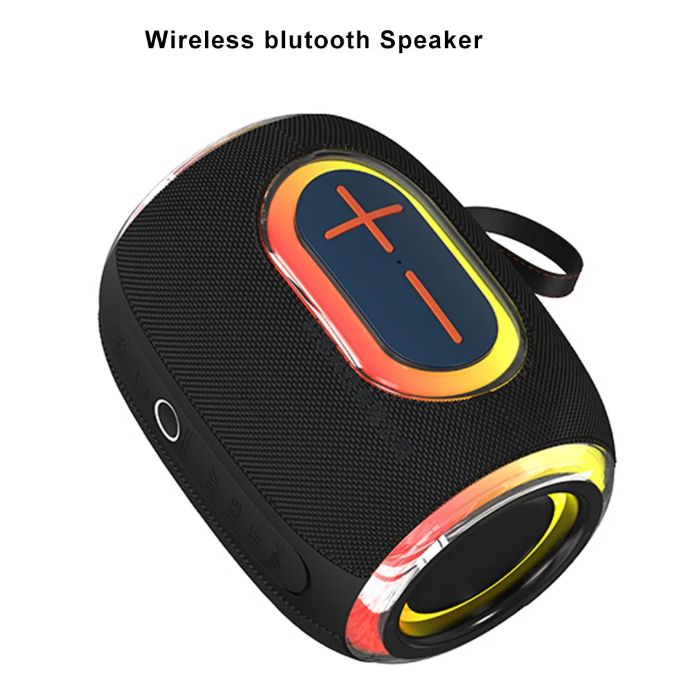 Portable Wireless Speaker with RGB Light Built in Mic Support TF Card U Disk Aux FM HIFI Stereo Sound Mini Bluetooth Subwoofer