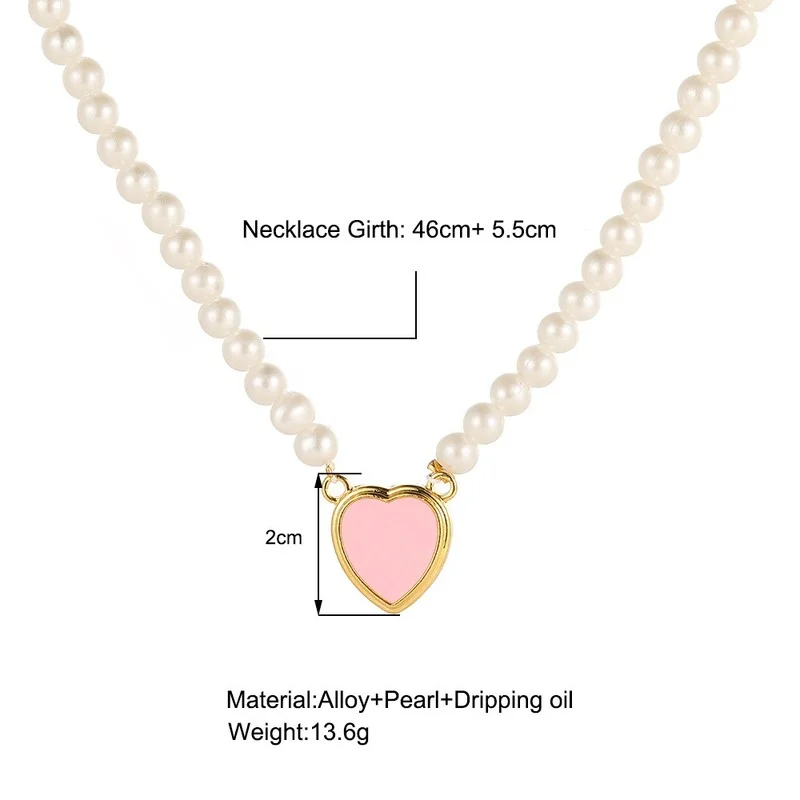 Necklaces Women 2024 Sexy Accessories Jewelry Trend Simple Clavicle Chain Pearl Heart Pendant Necklace Korean Fashion Joyero