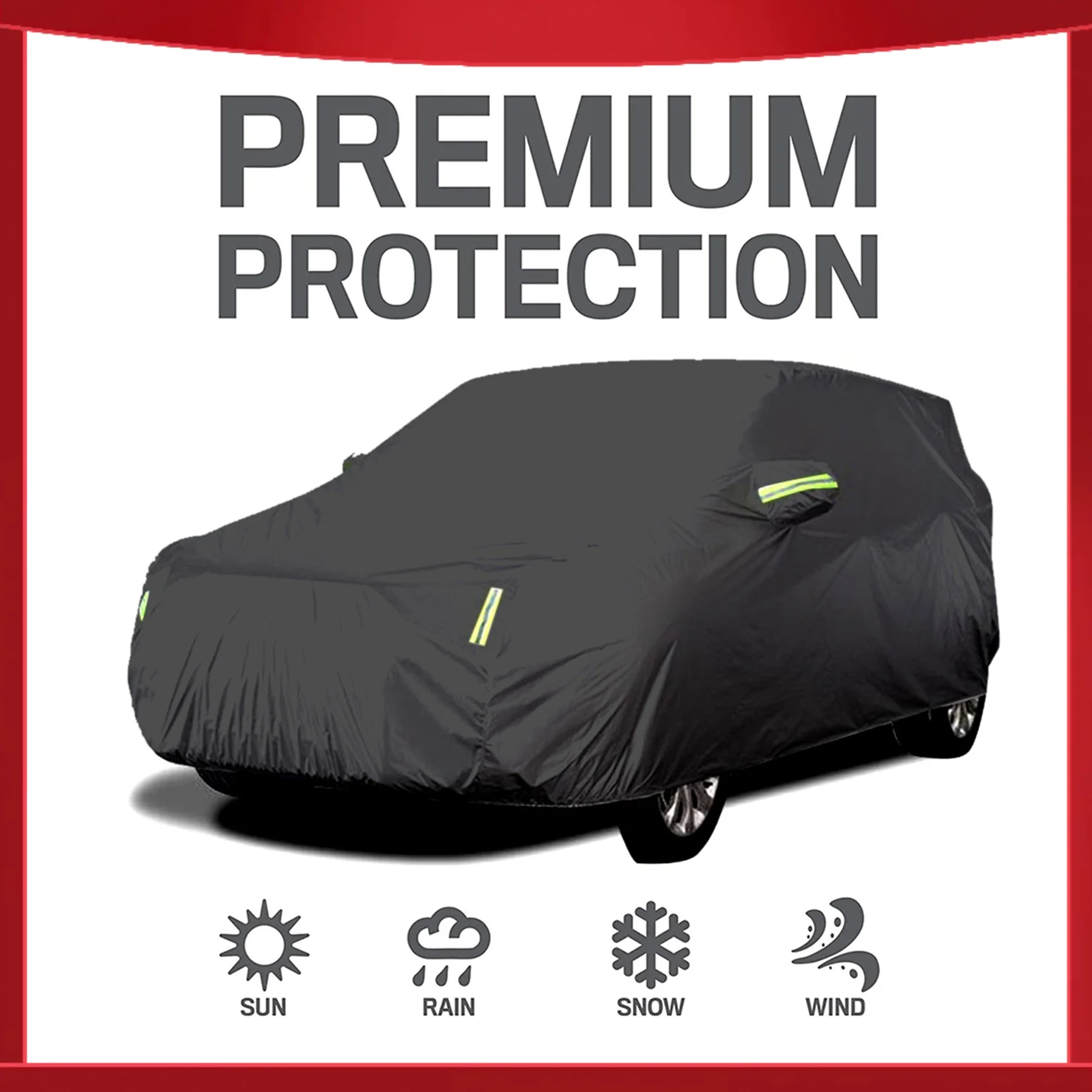 

Car Dustproof Waterproof Cover Full Covers with Reflective Strip Sunscreen Protection Cover UV Scratch-Resistant for 4X4/SUV