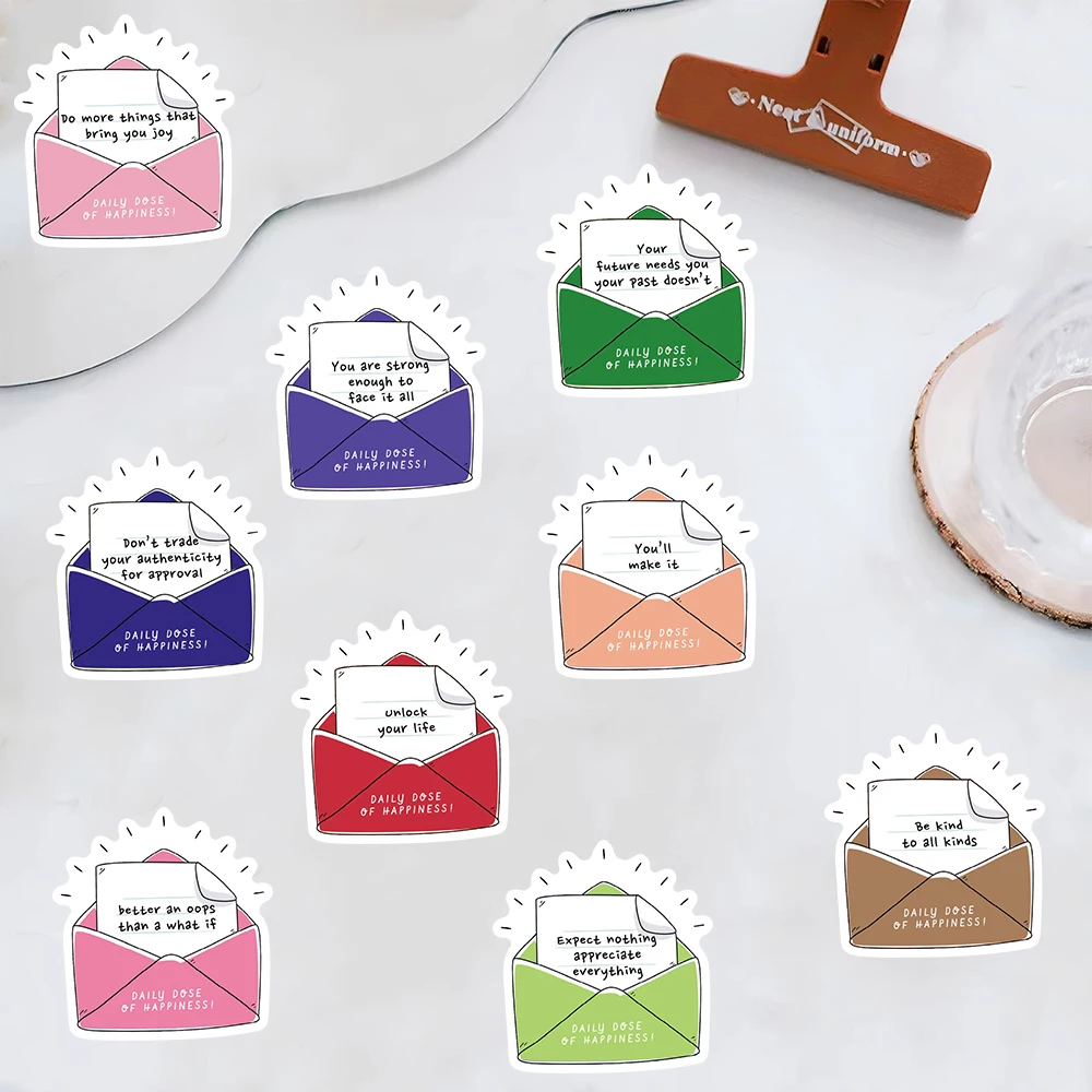 50PCS Daily Dose Of Happiness Sticker Notebook Graffiti Case PET Laptop Luggage Phone Paper Refrigerator DIY Creative Stickers ﻿