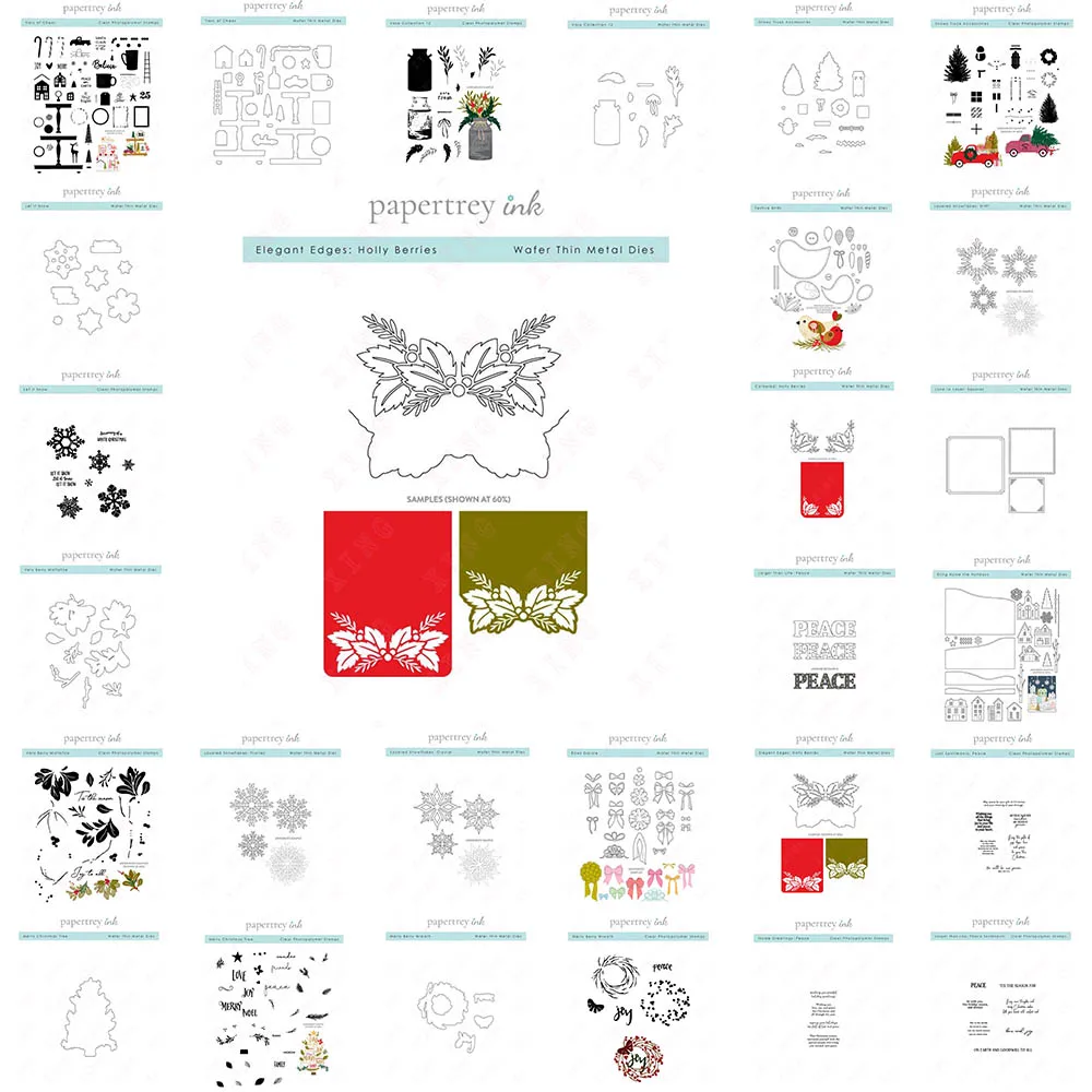 Diy Scrapbook Craft Deco Embossed New Metal Cutting Dies Tiers Truck Vase Snow Mistletoe Christmas Tree Squares Birds Stamps Set