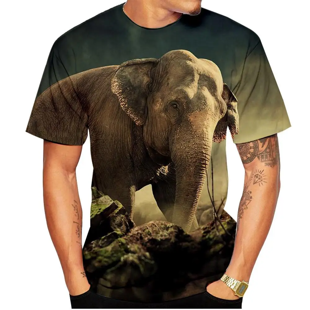 New Summer Funny Animal Elephant 3d Printed T-shirt Men Ladies Kids Casual Short Sleeve Breathable Lightweight Sports Top