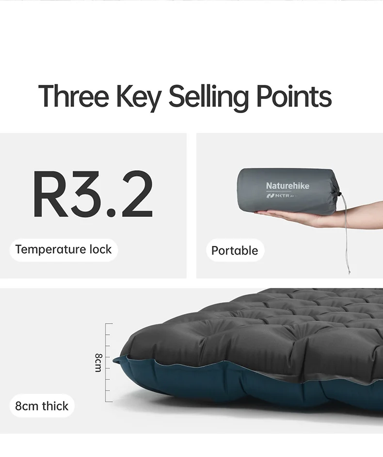 Naturehike Winter Camping Matratze Hohe R-wert Warme Ultraleicht Schlafen Bett Im Freien Verdicken Tragbare Picknick Reise Luft Matten – Detail 3