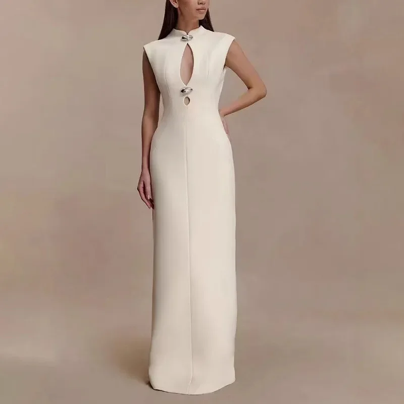 

Сексуальное длинное платье с вырезами для женщин, с глубоким вырезом, короткими рукавами, облегающее, А-силуэт, повседневное, для улицы, 2026