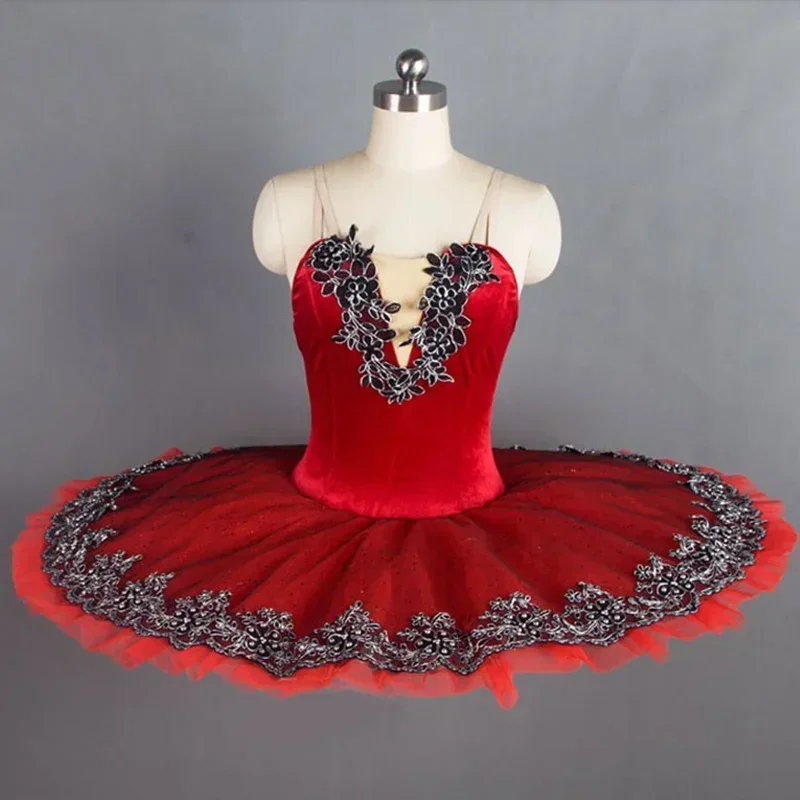 

Красная профессиональная балетная пачка для детей, детей, девочек, женщин, взрослых, вечерние балетные танцевальные костюмы для девочек