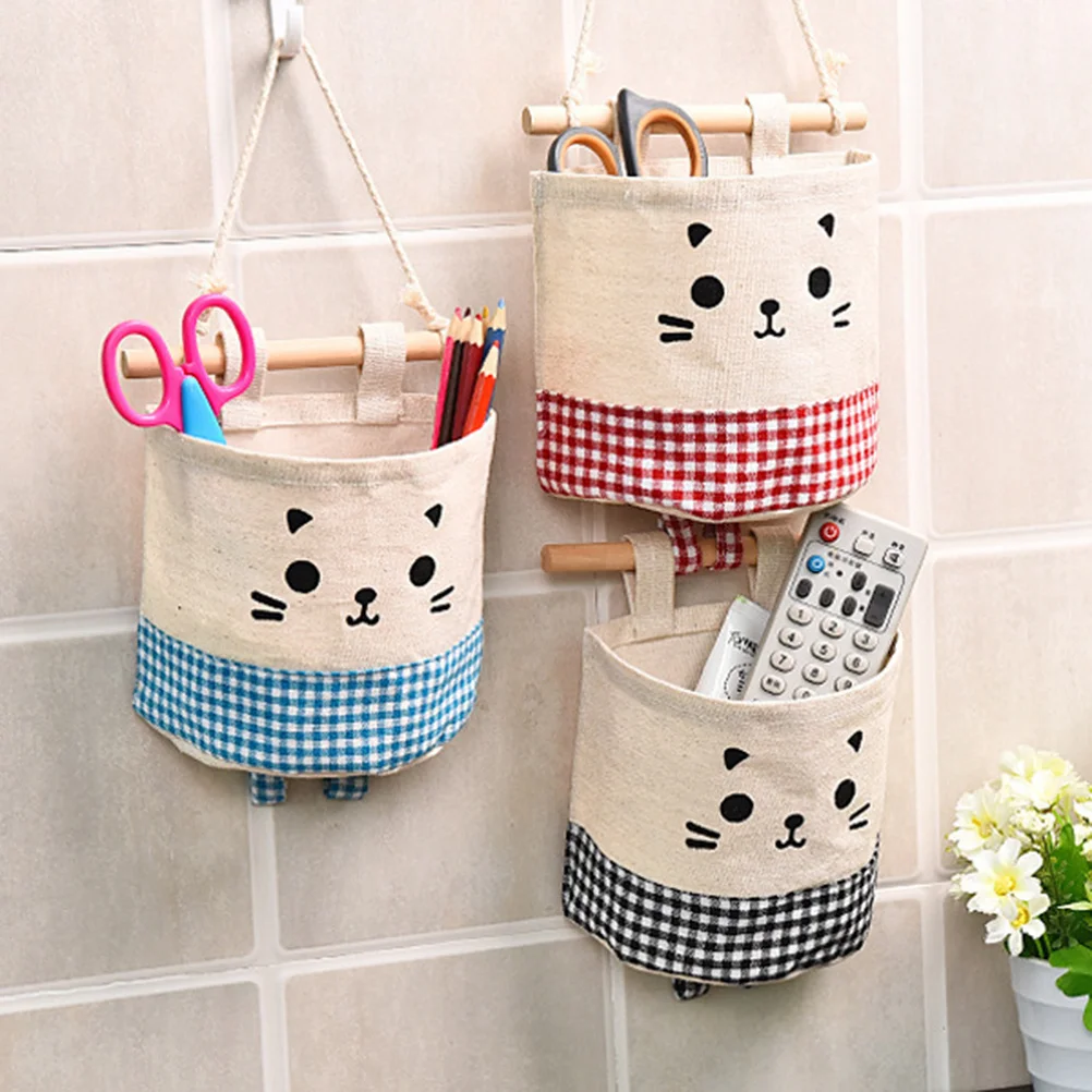 

Cotton Linen Hanging Storage Bag Waterproof Organizer For Bathroom Wall Living Room Bedside Chair Armrest Retro Style