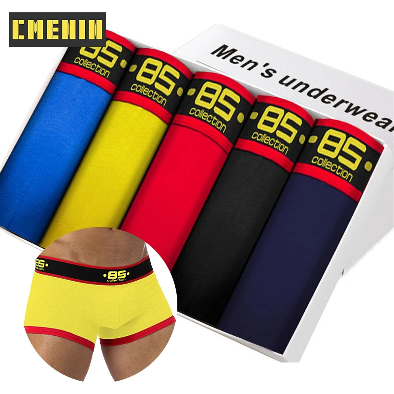 5pcs/lot Men Underwear Boxer Male Underpants Man Boxers Short Cotton Breathable Solid Male Panties Comfortable Brand Shorts BS40