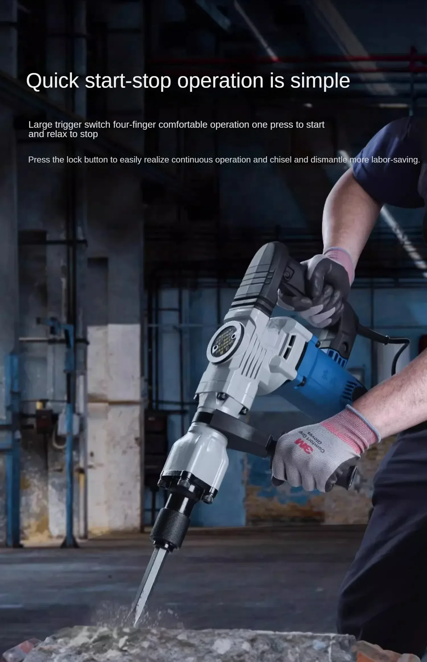 220V Efficient High Power 1600W Industrial Grade Demolition Hammer for Breaking Concrete and Chasing Grooves ff06-6s C