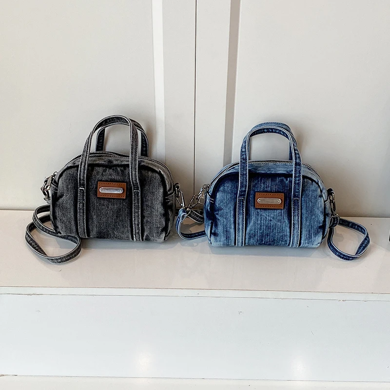 حقيبة يد صغيرة من قماش الدنيم بتصميم عتيق حقائب كروس نسائية صغيرة على الموضة 2025 حقيبة يد عصرية جديدة مع سحاب للإغلاق للاستخدام اليومي غير الرسمي #5