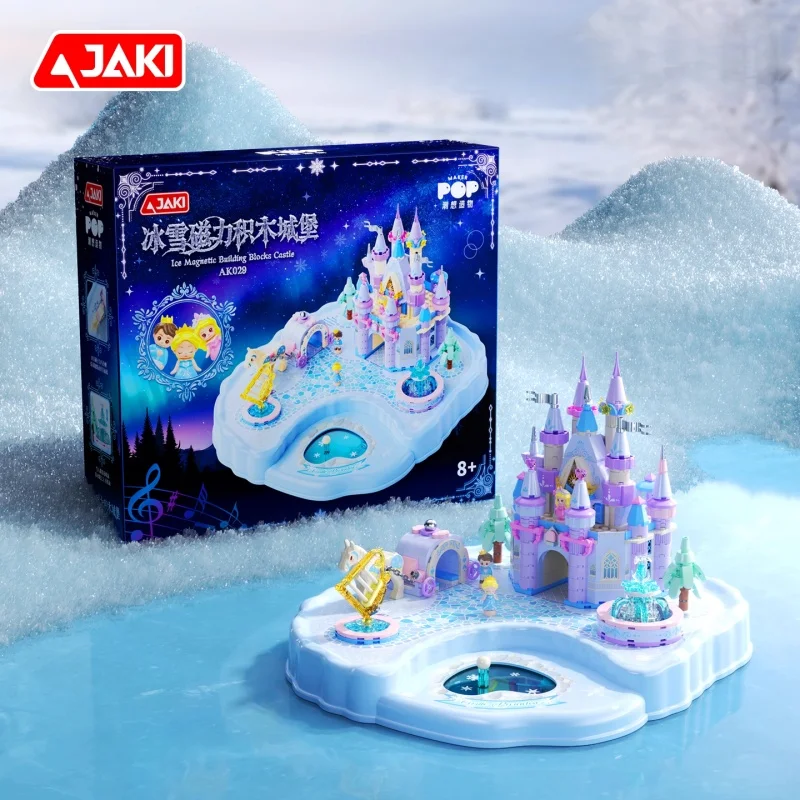 JAKI blocs de construction glace et neige château magnétique Puzzle paysage Architectural modèle ornement de bureau enfants assemblage jouet