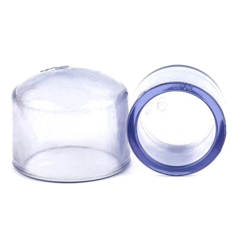 1PC I.D 20~63mm UPVC Transparent Blue End Plug Garden Water Pipe Fittings Aquarium Fish Accessories Drainage Tube Connectors