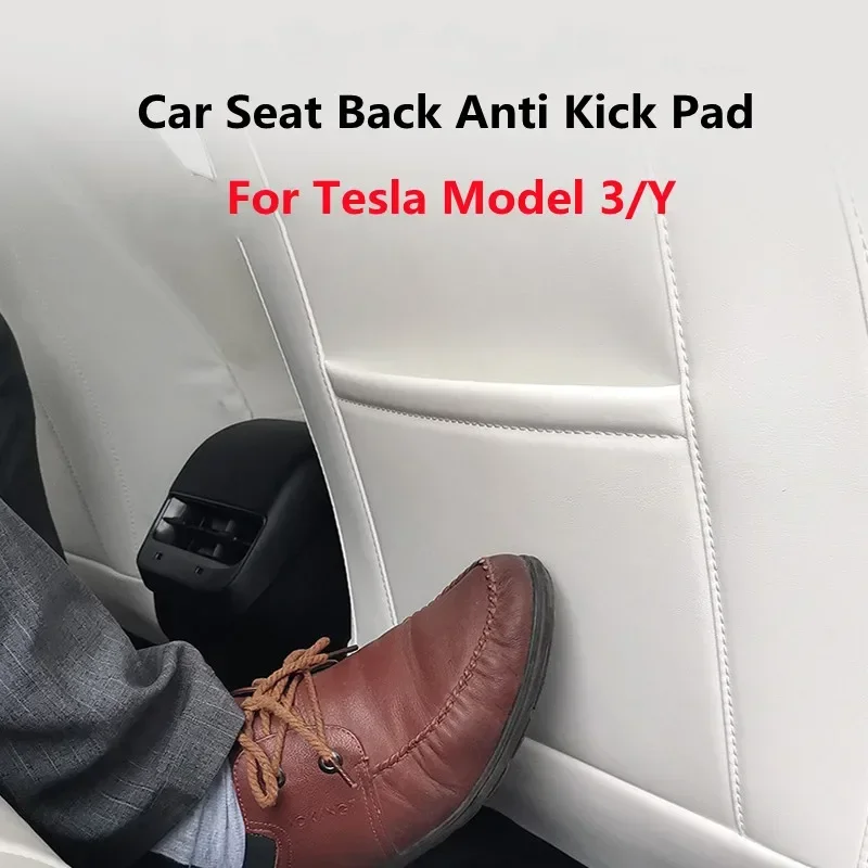 Car Seat Back Pad Leather Anti Kick Pad Protector For Tesla Model 3/Y 2021 Car Styling Interior Modification Accessories