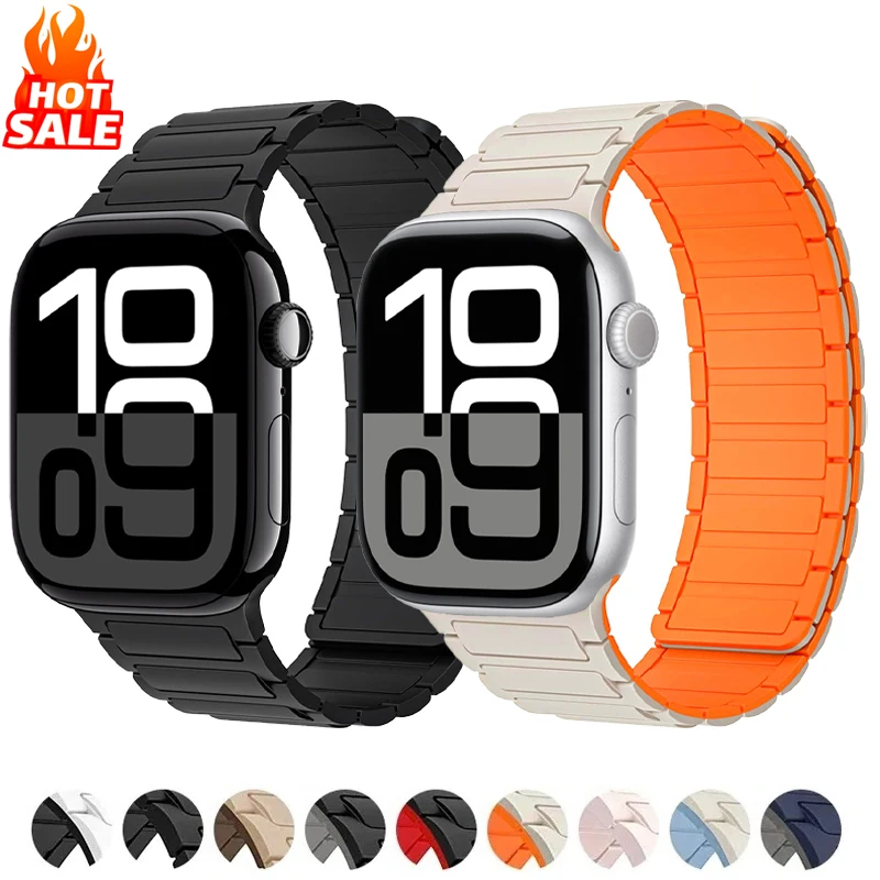 

for Apple Watch Straps 45mm 44mm 41mm 40mm 49mm 42mm 46mm Silicone Magnetic Band Bracelet iWatch Series ultra 2 10 SE 9 8 7 6 5