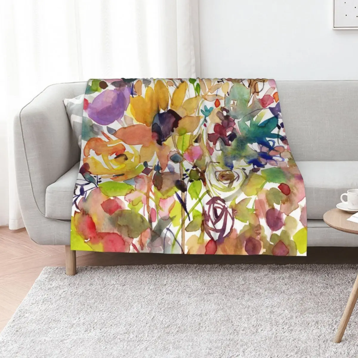 Floral Meadow with Garden Sunflower Throw Blanket Picnic sofa bed Large Plaid on the sofa Bed Fashionable Single Blankets