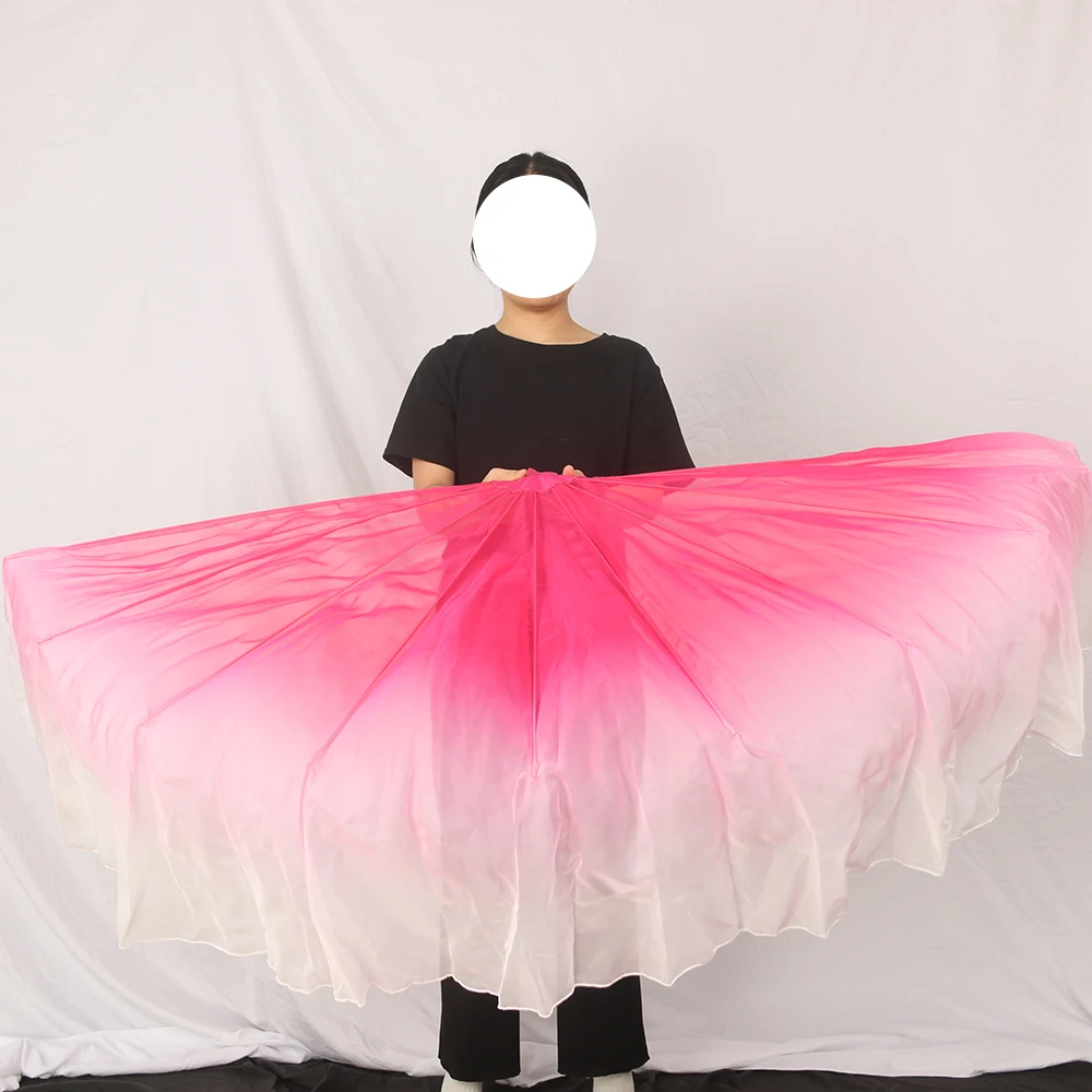 Fishbone Fan Veil Cartilage Big Size Soft Flowy Opening Dance Props Adults Stage Performance Event Show Costume Worship Blue