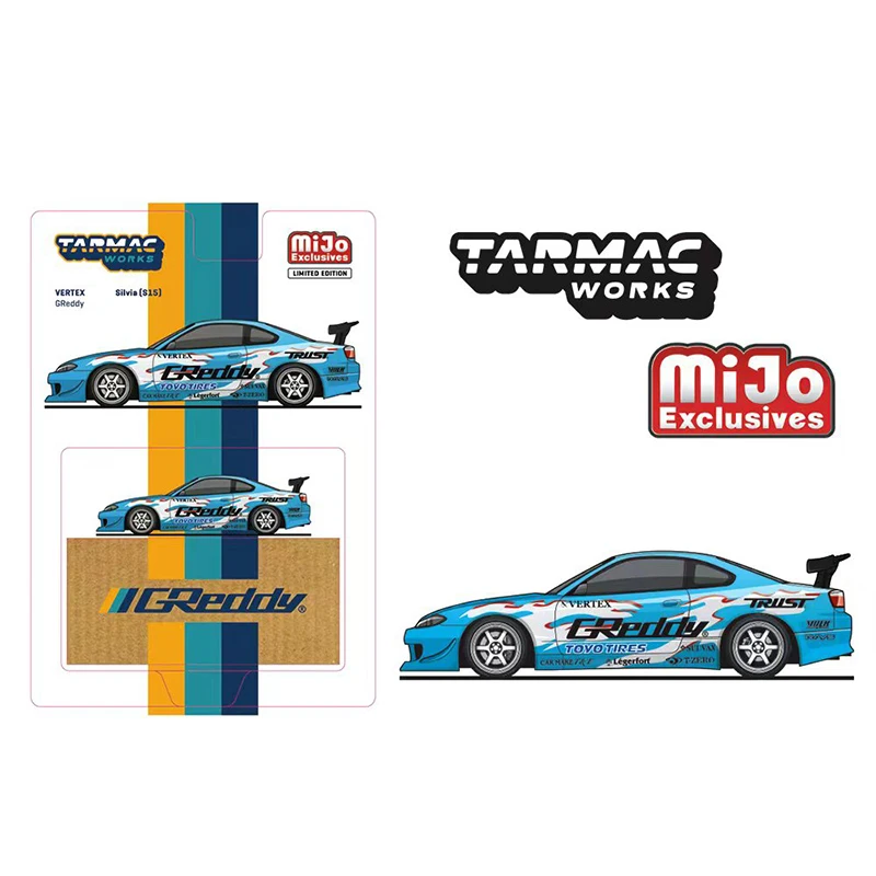 TW In Stock 1:64 VERTEX Silvia S15 GReddy Diecast Diorama Car Model Collection Miniature Toys Tarmac Works