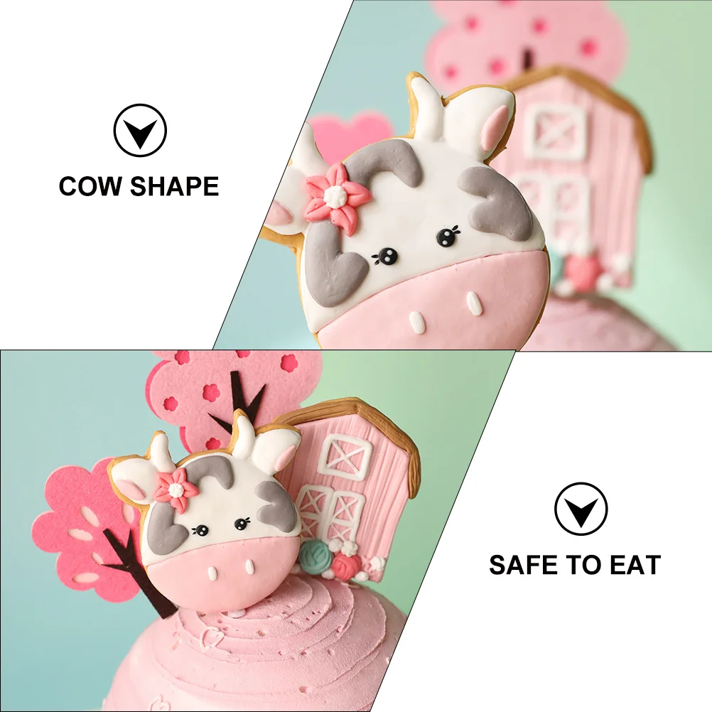 

2Pcs Farm Cake Decor Resin Ornament Lovely Cartoon Cake Adornment Birthday Party Decoration Resin Ornament