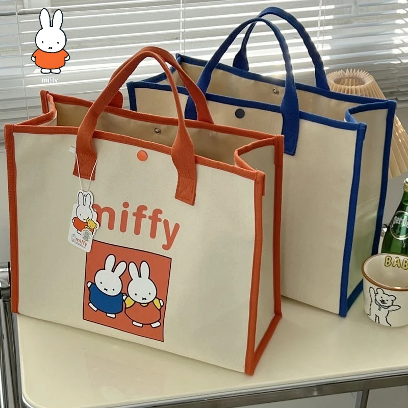 

Miffy Rabbit Cartoon Large-capacity Canvas Bag, Student and Mom Commuting Single-shoulder Tote Bag