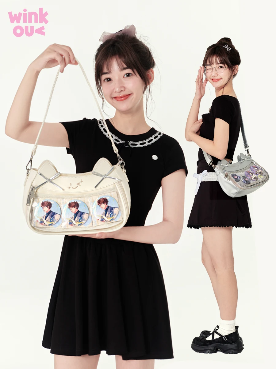 

Оригинальный милый мультяшный кошачий ухо, ежедневный двумерный комикс, маленькая сумка Ltabag, маленькая сумка для еды, детская сумка через плечо, сумка подмышки