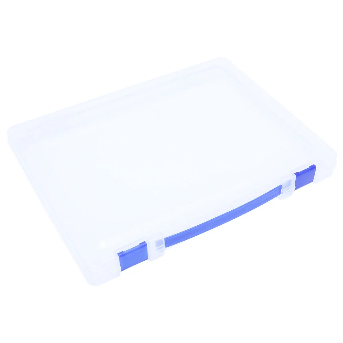 Clear Document Storage Box Stackable Transparent Plastic Blue Buckle File Case Portable Storage Holder for Documents