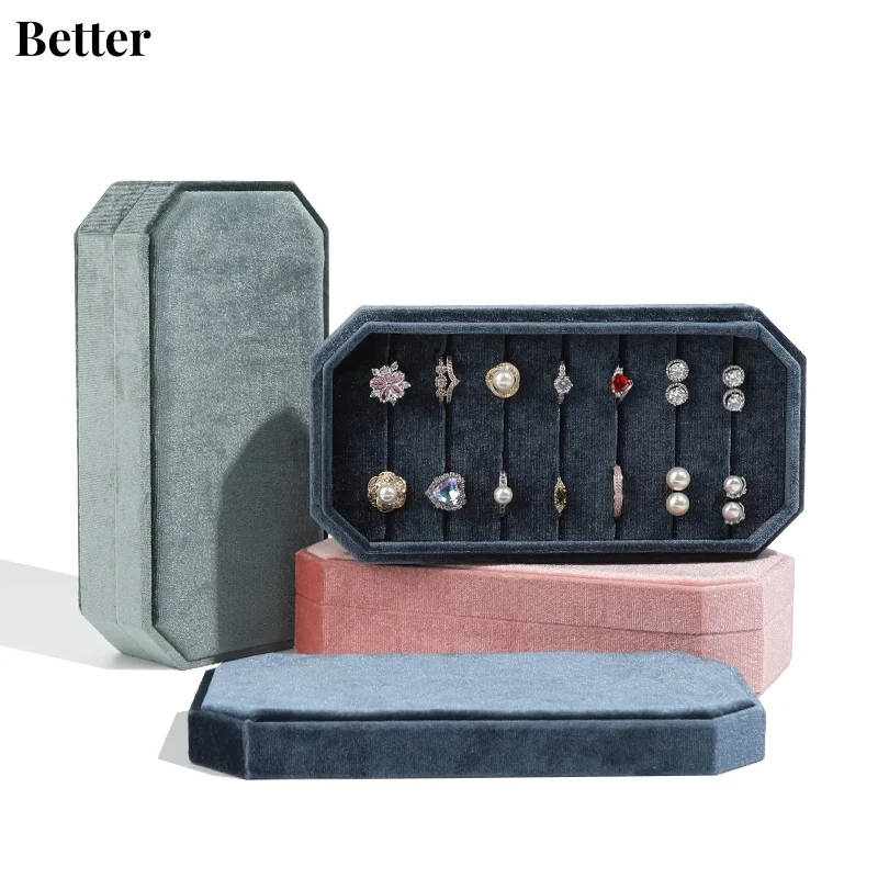 Rings Holder with Jewelry Storage Container Finger Rings Stand Rings Box Velvet for Dress Tables Cabinets Women Girls Drawer