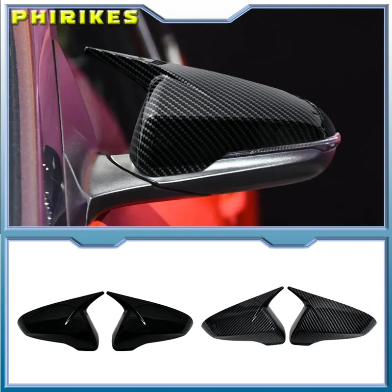 Car Rearview Mirror Cover Housing Carbon Fiber/Glossy Black Side Wing Mirror Cap For Hyundai Veloster 2018-2023 Car Accessories