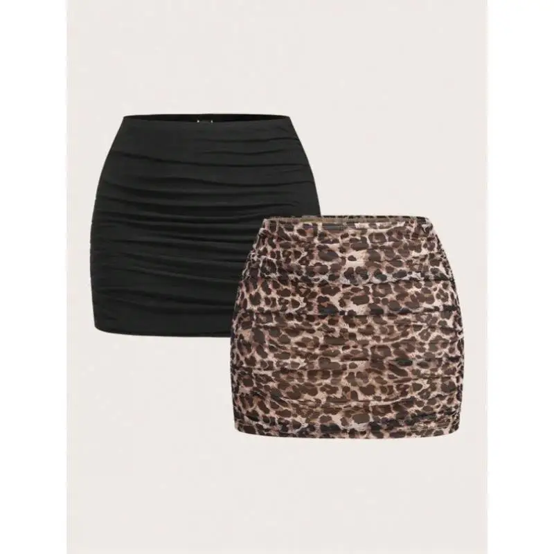 

32734 Sle Women's Knitted Pleated Skirt And Top Set Simple Me f-length Skirt Vintage Ciwalk Nine-point Pants