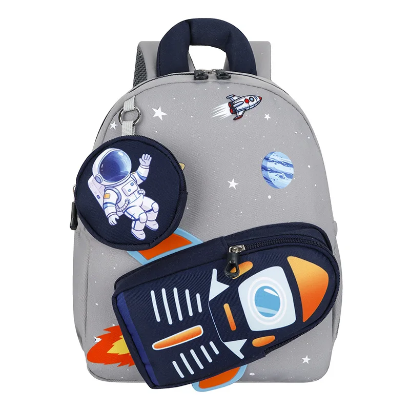 Kids Astronaut Backpack Boys and Girls Children School Bag Kindergarten Daypack Removable Coin Purse Rocket Pencil Case Travel