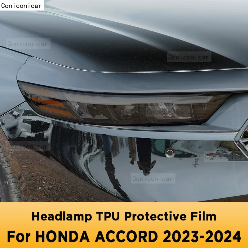 

For HONDA ACCORD 2023 2024 Car Headlight Tint Black Protective Film Cover Vinyl Transparent TPU Sticker Accessories