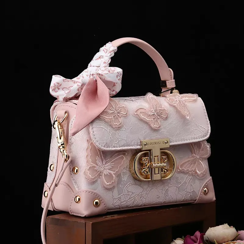 Tas Selempang Kotak Kecil yang Chic 2025 Terbaru untuk Wanita, Tas Selempang Kulit Lembut, Tas Syal Kupu-kupu Trendi untuk Semua Kegunaan