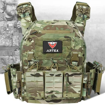 Gilet tactique porte-plaque vert Ranger avec sécurité à dégagement rapide Molle Chaleco Tactico Bandolier gilet tactique découpé au Laser
