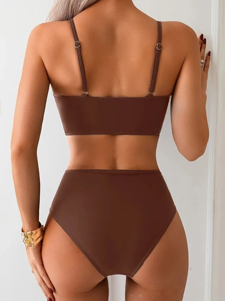 2026 full season backless bikini 2-piece set Brazil sexy and sturdy high waisted bikini set women's split swimsuit beach