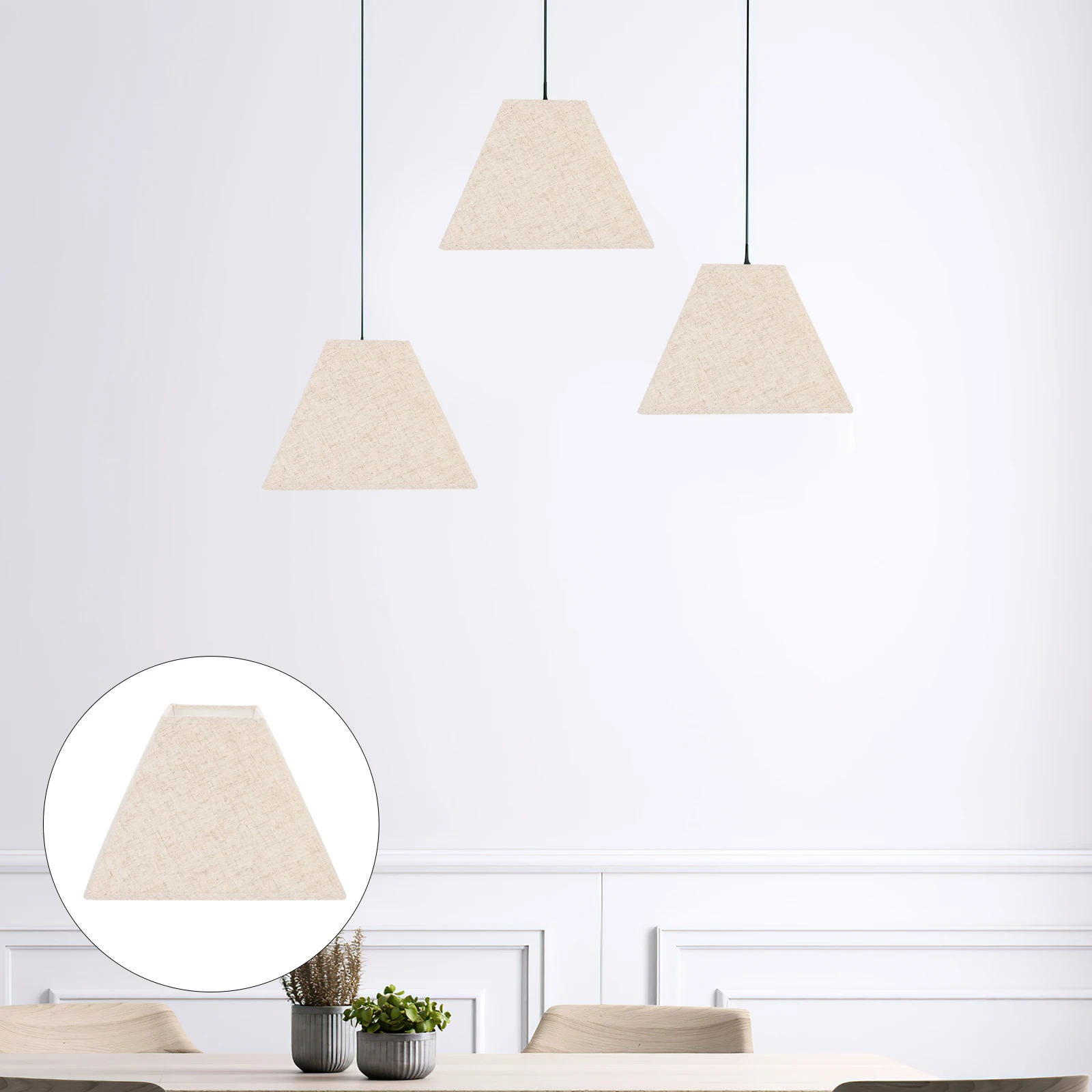 

Fabric Lampshade E27 Square Linen Bamboo Cloth Light Cover Protects Dust Warm Atmosphere Desktop Lamp Shades Chandelier Sconces